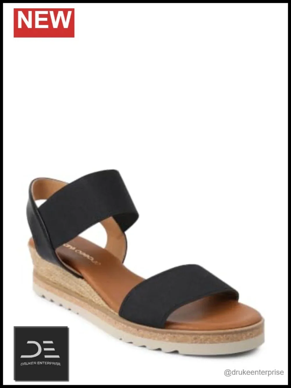 Handcrafted in Spain Women's Leather Wedge Sandals Slip-On with Ankle Strap
